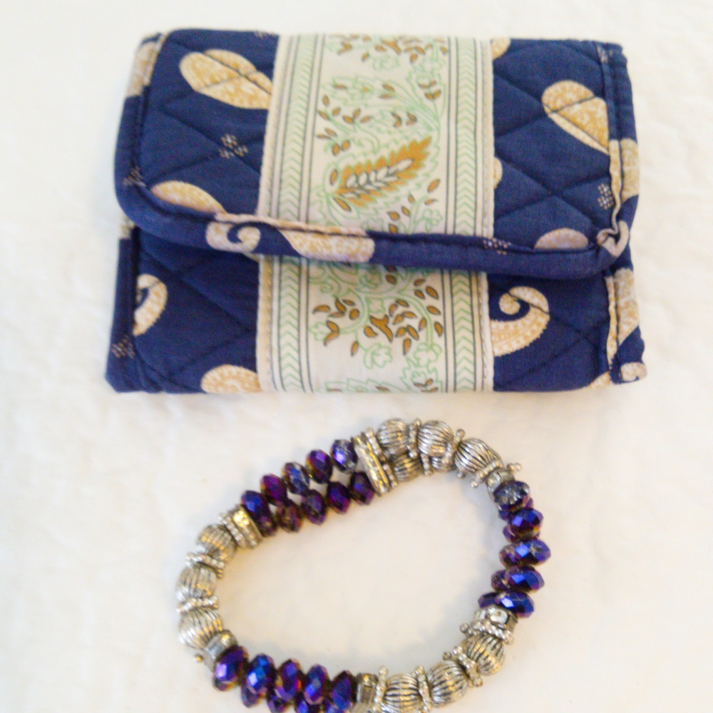 Elegant Blue and Cream Quilted Women's Wallet